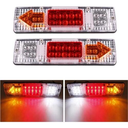 12V 19 LED Tail Lights Red/ Clear/ Amber Car Truck Trailer 4 in 1 Stop Rear Reverse Backup Turn Indicator Lamps Universal