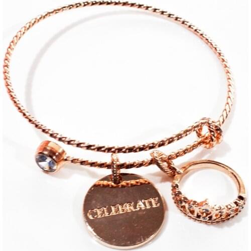2020 New Fashion Rose Gold Color Crystal Round Crown Pendant Bracelet For Women Girl Charms Bracelet Best Gift Summer Jewelry