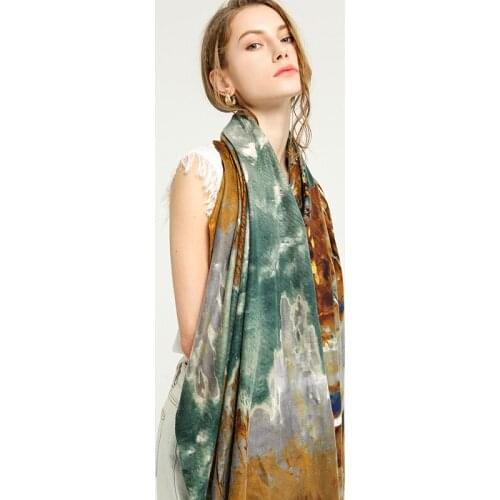 Women Scarf Winter Shawl Female Long Printed double-sided satin embroidery ball pattern scarf women warm in autumn and winter