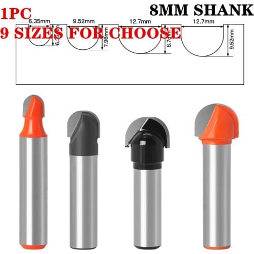 1pc 8mm Shank Radius( 9.52mm 13m) Ball Nose Core Box Wood Router Bit Milling Cutters For Wood Router Bits For Wood Cutting Tools
