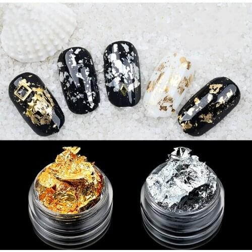1Pcs Gold Silver Aluminum Nail Art Foil Sticker Paper 3d Glitter UV Gel Polish Design Nail Decoration Tools