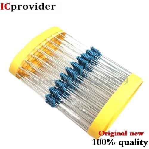 100pcs 1/4W 1R~22M 1% Metal film resistor 100R 220R 1K 1.5K 2.2K 4.7K 10K 22K 47K 100K 100 220 1K5 2K2 4K7 ohm resistance