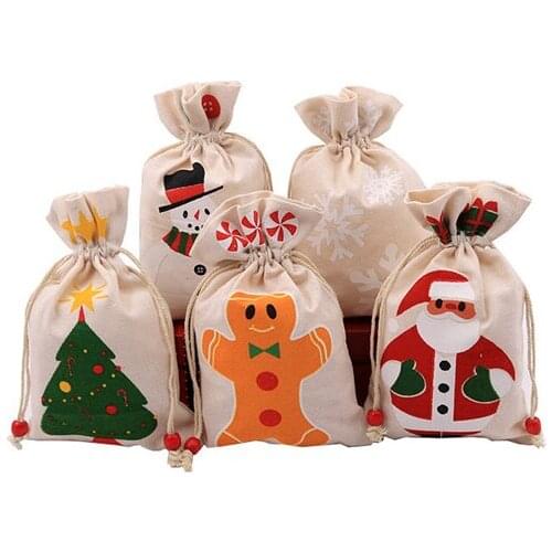 15x23cm/pcs Cute little bag gift packaging bag cotton linen bag Christmas gift bag sugar bag holiday gift