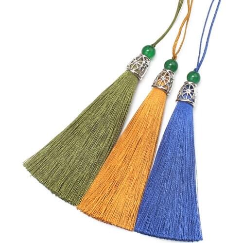5Pcs/Pack Polyester 10cm Tassels Hollow Cap Head with Bead Sachet Tassel Charm