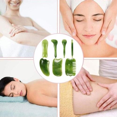 7 Pcs Set Massage for Face Neck Scraper Body Pull the Tendons Stick Beauty Stick Slimming Massage Relax Gua Sha Board Set