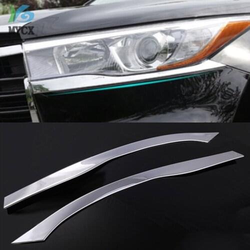 ACCESSORIES FIT FOR TOYOTA HIGHLANDER 2014 2015 KLUGER CHROME HEADLIGHT EYELID TRIM COVER MOLDING EYEBROW GARNISH