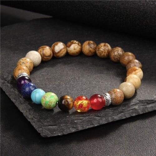 7 Chakra Bracelet Yoga Energy Balance Natural Stone Bracelets For Women Men Lava Weathered Agates Labradorite Turquoises Jewelry