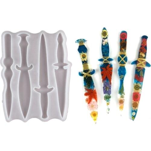 Dagger Shape Keychain Epoxy Resin Mold Pendant Ornaments Silicone Mould DIY Crafts Jewelry Home Decorations Casting Tools