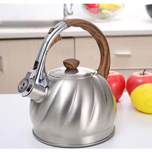 2L Whistling Kettle For Gas Stove All Stove Tops Stainless Steel Coffee Tea Rising Kettle With Whistle Large-caliber Teapot