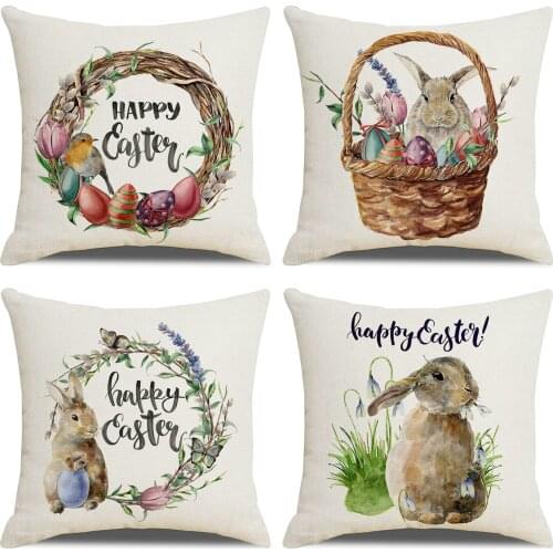 Easter theme Bunny Bunny Egg Back Cushion Cover Pillow Case Hugging Pillow Case Flower Sofa Car Cushion Cover
