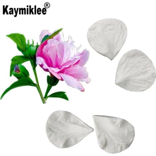 Hibiscus Flower Veiner Mold Press Mold Cake Decoration Fondant Cake Food Grade Silicone Mould Sugarcraft Tool Bakeware M2184