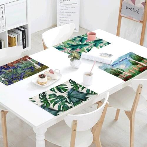 Tropical Plant Table Mats Kitchen Decoration Placemat Printed Napkins For Wedding Dining Accessories Monstera Flowers Tablecloth