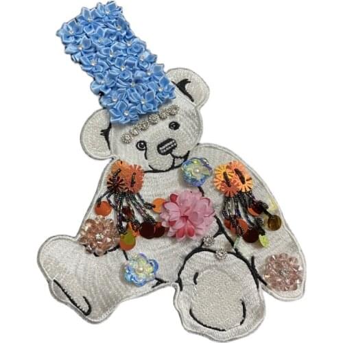 Childrens Cute Cartoon Bear Print Embroidery Denim T-shirt Patch Home Decoration Painting Accessories New DIY Handmade Jewelry