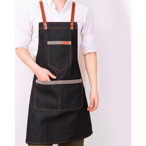 Apron Korean fashion cowboy coffee shop barber overalls custom logo men and women restaurant waiter printing