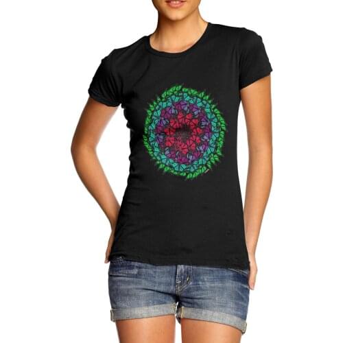 Women Premium Cotton Christmas Butterflies Ring Print T-Shirt Breathable Hot Sale Fashion Women Fitness T Shirt Middle Aged