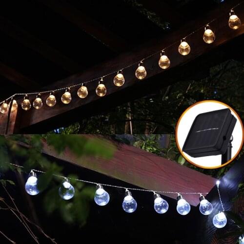 Solar String Lights 10/30 LED Globe Bulb Waterproof Solar Powered Fairy Lights Wedding Garden Home Landscape Holiday Decoration