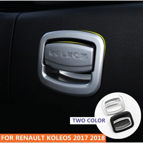 Interior For Renault Koleos 2017 2018 Copilot Storage Box Sequins Cover Trim ABS CHROME MATTE CARBON FIBER STYLE