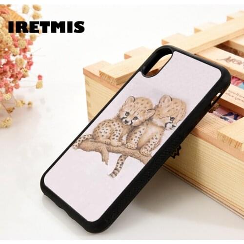 Iretmis 5 5S SE 6 6S TPU Silicone Rubber Phone Case Cover for iPhone 7 8 Plus X Xs 11 12 MINI Pro Max XR Baby Leopard