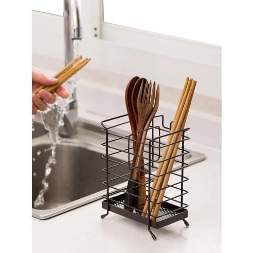 Wrought iron Chopsticks Cage Kitchen Drain Chopsticks Holder Household Tableware Storage Box