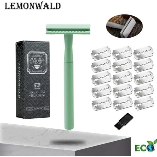 Lemonwald Green Double-Edged Safety Razor Advanced Wet Shaving With 5 Blades, The Best Gift For Lovers