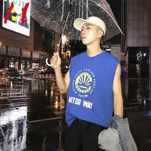 MANVALUE Lovers Loose-sleeved Sleeveless Tops Letters Printing Waistcoat Boys and Girls Loose and Comfortable Tank Tops