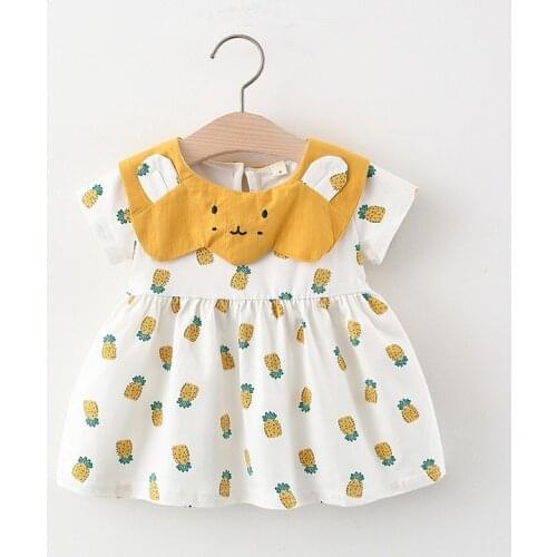 Melario Baby Girls Dress 2021 Summer Toddler Princess Dresses Sweet Pineapple Print Baby Costumes Cute Collar Newborn Outfits