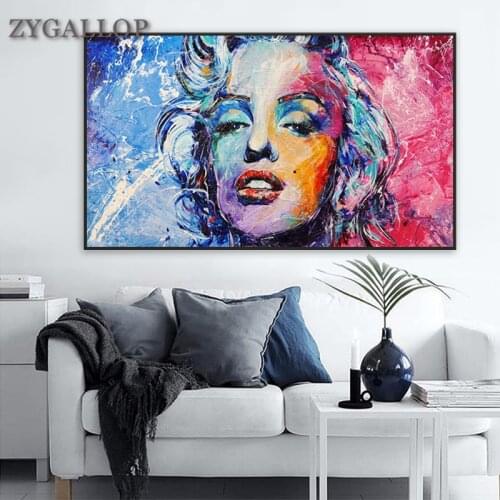 Marilyn Monroe-Canvas Wall Art Abstract Woman Oil Painting for Living Room Poster And Prints Movie Star Pictures for Home Design