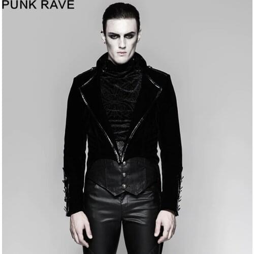 PUNK RAVE Mens Military Uniform Gorgeous Swallow-tail Jacket Coat Gothic Steampunk Vintage Palace Coat Formal Party Trench Coat