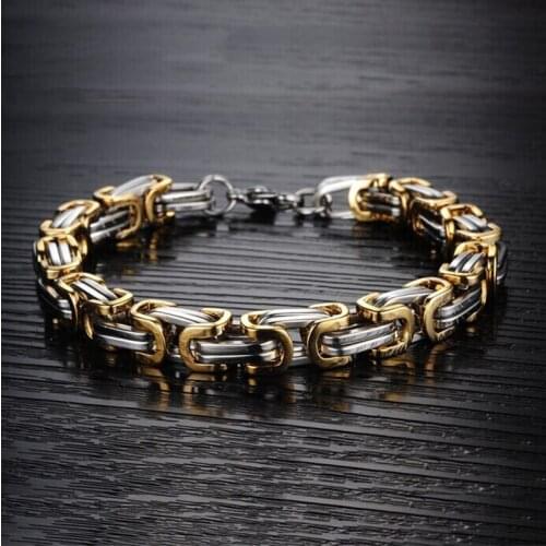 Byzantium Bracelets for Mens Stainless Steel Gold Chian Bracelet on Hand Charm Male Accessories Simple Manual Bracelet Jewellery