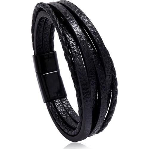 Modyle Genuine Leather Bracelets Men Punk Vintage Multilayer Braided Rope Bracelets for Male Female Bracelets Jewelry