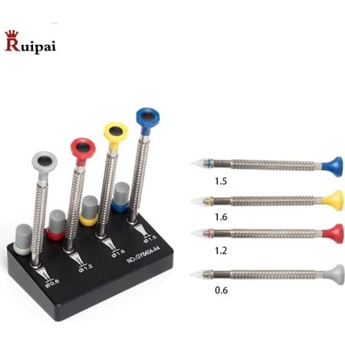 Set of 4 Watch Hand Install Setting Tools Dual Sided with Replaceable Tips Pusher Fitting Set Kit