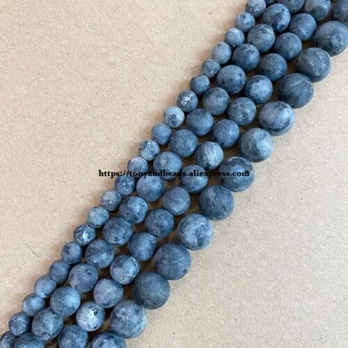 Natural Stone Matte China Black Labradorite Round Loose Beads 15" Strand 4 6 8 10 12MM Pick Size For Jewelry Making DIY