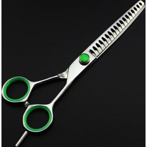 Professional Japan steel 7 inch Green Pet dog grooming hair scissors thinning Barber scissor pet shears Hairdressing Scissors
