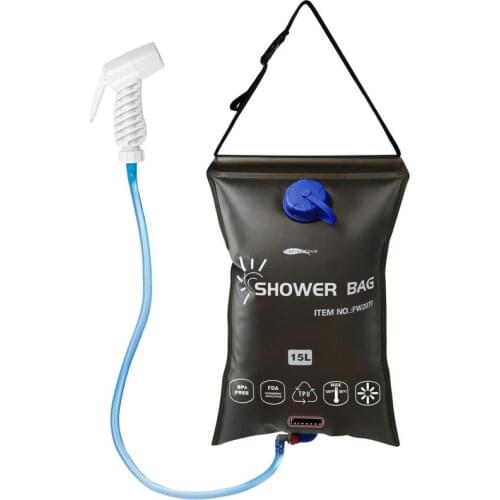 Portable Water Bag 15L Outdoor Camping Hiking Solar Shower Bag Heating Bath Camping Shower Nozzle Can be Switched