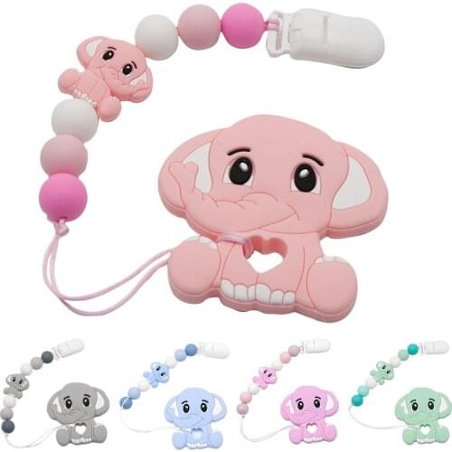 Cute-Idea Silicone Teether Handmade Pacifier Clips Holder Chain Animal BPA Free Rodents Teething Food Grade Infant Chewable Toys