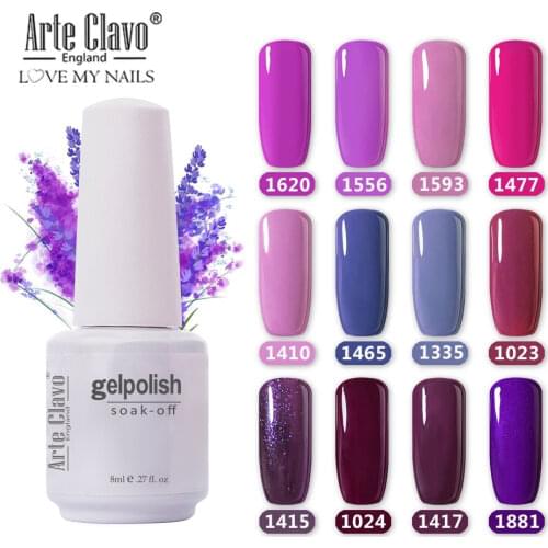 Arte Clavo 8ml Drop Shipping Amazing Purple Pink Gel Lacquer UV Gel Nail Polish Semi Permanent Soak Off LED UV Lamp Gel Varnish