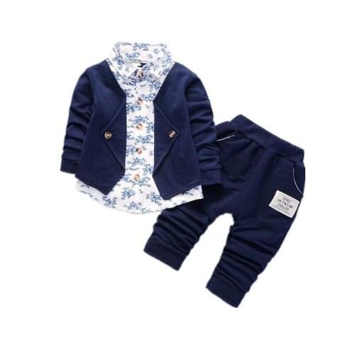 Spring Autumn Baby Boys Girls Cotton Clothes Infant Floral 2Pcs/Sets Gentleman Suit Toddler Children Coat Pants Kids Tracksuits