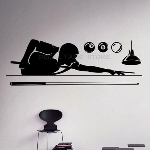 Billiard Pool Wall Decal Poolroom Hobby Vinyl Sticker Sport Art Decor Home Interior Removable Posters on The Wall Wallpaper 1598