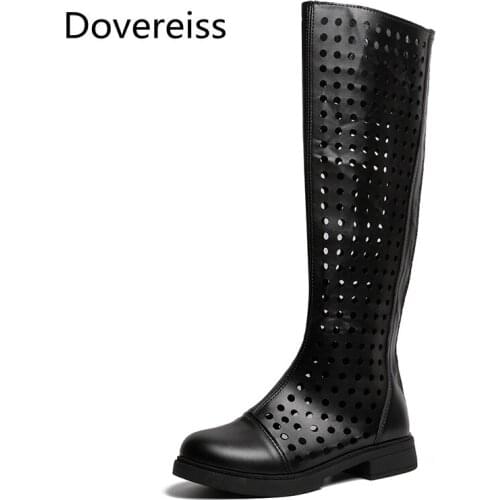 Dovereiss Fashion Womens Shoes summer Sexy white yellow Round toe consice zipper Knee high boots Matin boots 35-39