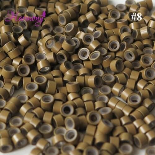 1000pcs/lot #8 Dark Blonde 5*3*3mm Aluminium Micro ring Silicone lined Links Beads tube tools accessories