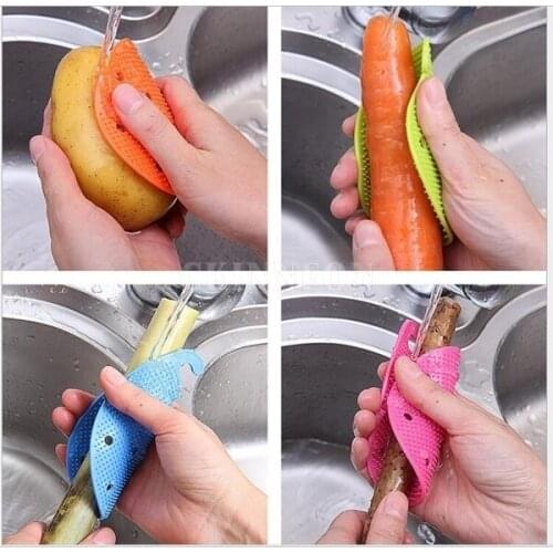 300Pcs/Lot Kitchen Cleaning Tool Fruit Vegetable Brush Kitchen Tools Easy Cleaning Brush For Potato Kitchen Home Gadgets