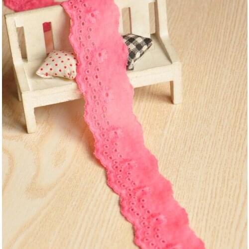 5 Meters Diy Handmade Patchwork DIY Sewing Wedding Craft Cotton Material Cotton Lace Ribbon Pink Red Color Cotton Lace Trim