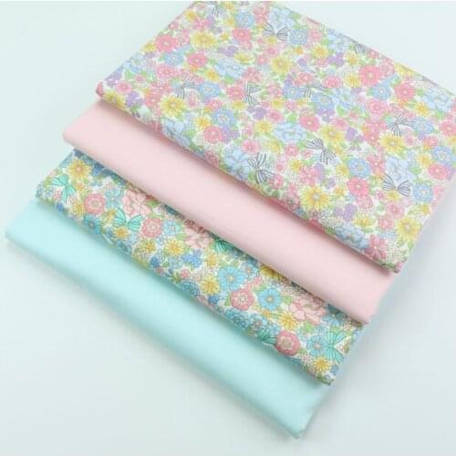50*160CM Floral Bowknot Cotton Fabric Handmade Sewing Materials For Girls Summer Dress Home Textile Bedding Making All Seasons