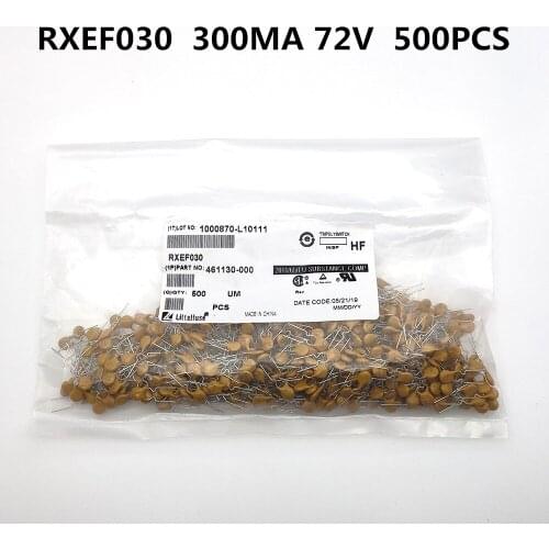 500pcs/lot RXEF030 PTC Resettable Fuse 0.3A(hold) 0.6A(trip) 72VDC 300MA Radial New and Original