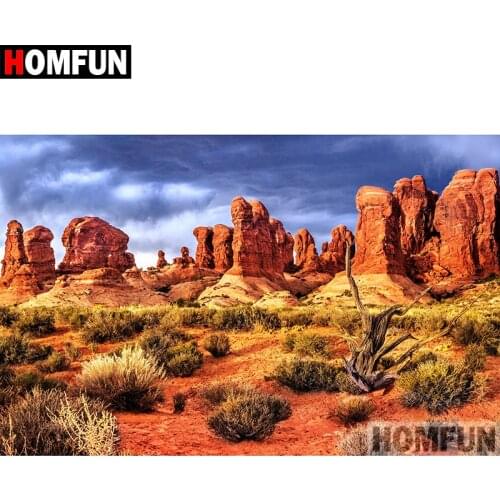 HOMFUN 5D DIY Diamond Painting Full Square/Round Drill "Stone scenery" Embroidery Cross Stitch gift Home Decor Gift A08363