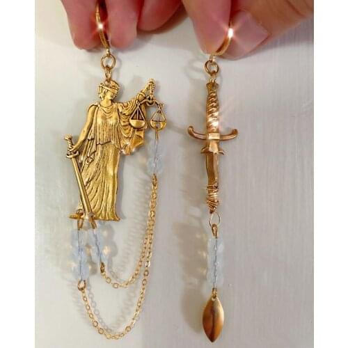 The Asymmetrical Lady Justice Earrings,LADY OF JUSTICE - Law, Attorney, Lawyer, Clerk, Judge, Court