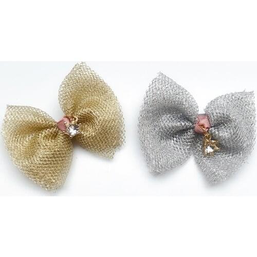 Boutique 10pcs Fashion Cute Glitter Gemstone Bow Tie Hairpins Solid Bowknot Hair Clips Princess Headwear Hair Accessories