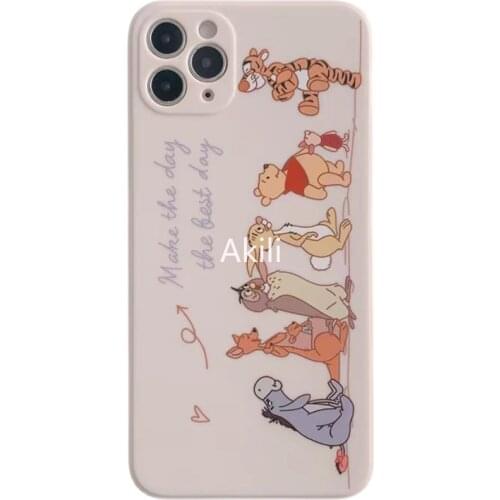 DISNEY Winnie the Pooh Silicone Case for IPhone 11 12Pro Xs Max iPhone SE 2020 6 7 8 Plus Official Liquid Silicon 360 Full Cover
