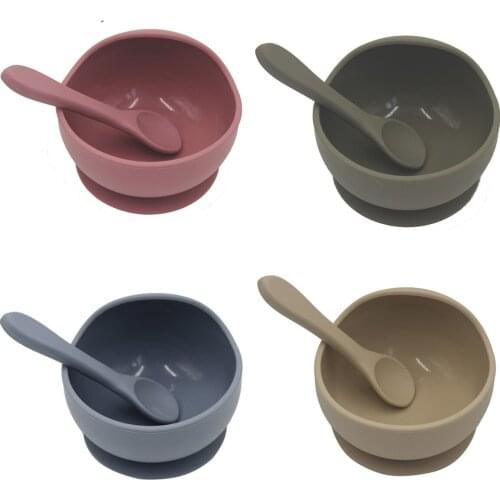 Kids Tableware Set Baby Bowl Spoon Set Toddler Dining Tools With Suction BPA Free Baby Silicone Sucker Bowl Microwave Safe Dish