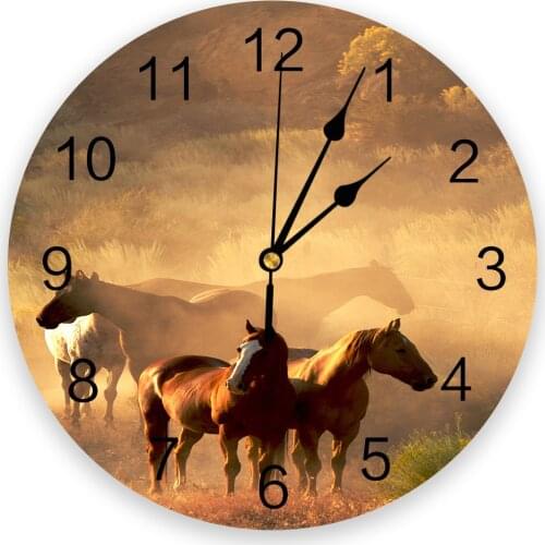 Wild Horse Animal Wall Clock Kitchen Home Living Room Decorative Kitchen Wall Decor Hanging Clocks